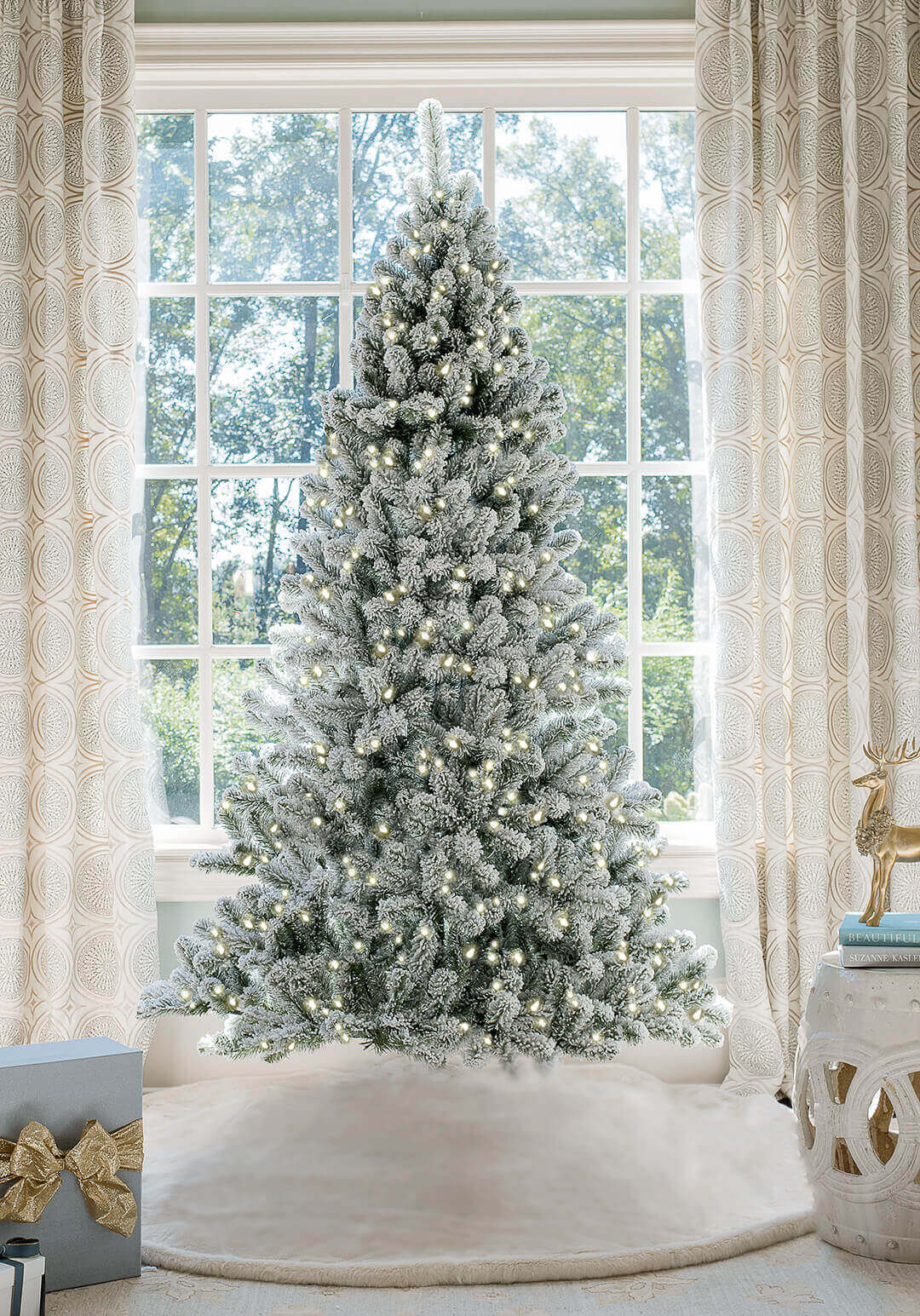 7' Artificial Christmas Tree with 400 Warm White LED Lights, image size:1080x1545